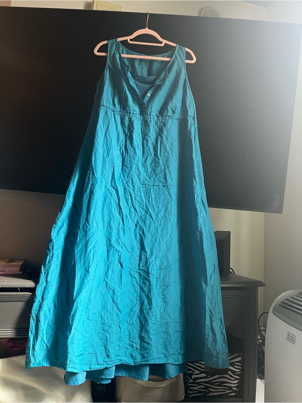 J. Jill Teal Lightweight Sleeveless A line dress with removable slip layer sz s